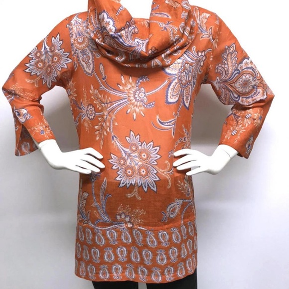 GRETCHEN SCOTT Cotton Tunic Top HUGE COWL / HOOD M - Picture 3 of 8